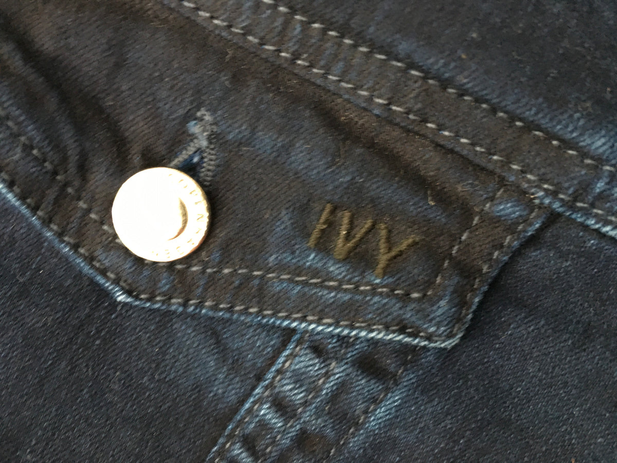 ivy copenhagen navy distressed denim jacket Size 34 XS ladies