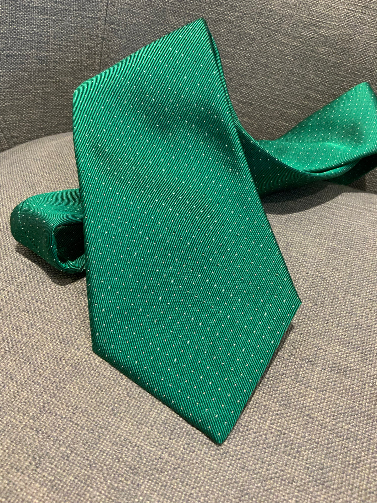 TURNBULL & ASSER. HANDMADE MENS GREEN POLKA DOTS TIE MEN