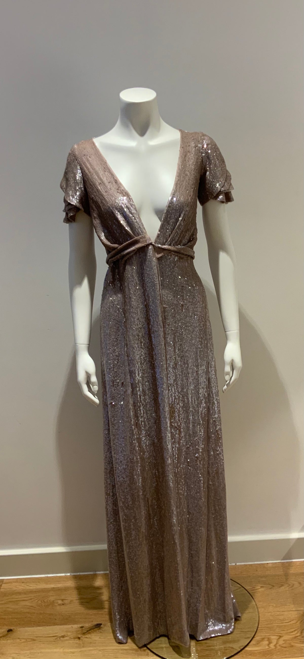 JASMINE DI MILO RUNAWAY COUTURE SEQUINS PURPLE DRESS GOWN SMALL ladies