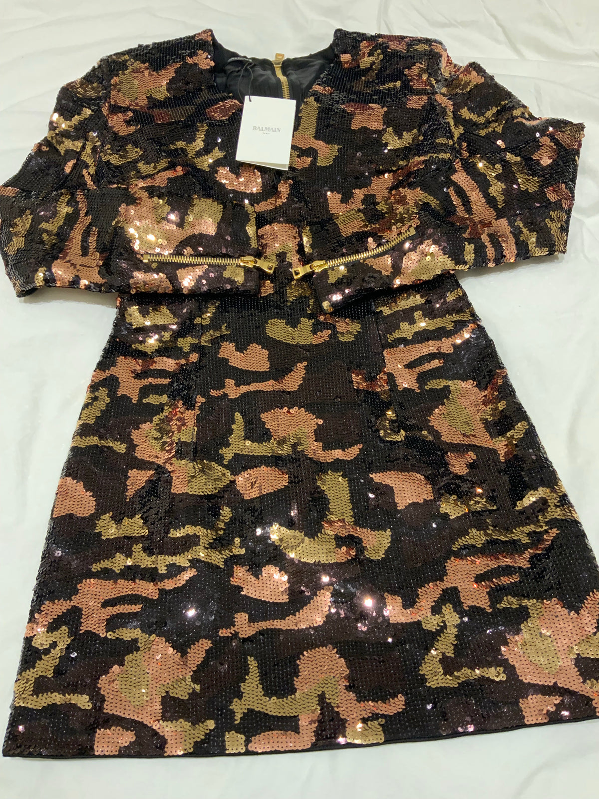 £3,940 SOLD OUT Balmain camouflage sequin Dress F 40 UK 12 US 8 ladies