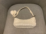 Suzy Smith White Beaded Crotchet Macrame Embellished Tassel Bag ladies