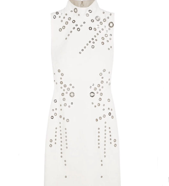 MUGLER GROMMET-DETAIL MINI VIRGIN WOOL DRESS FR 38 UK 10 US 6 ladies –  Afashionistastore