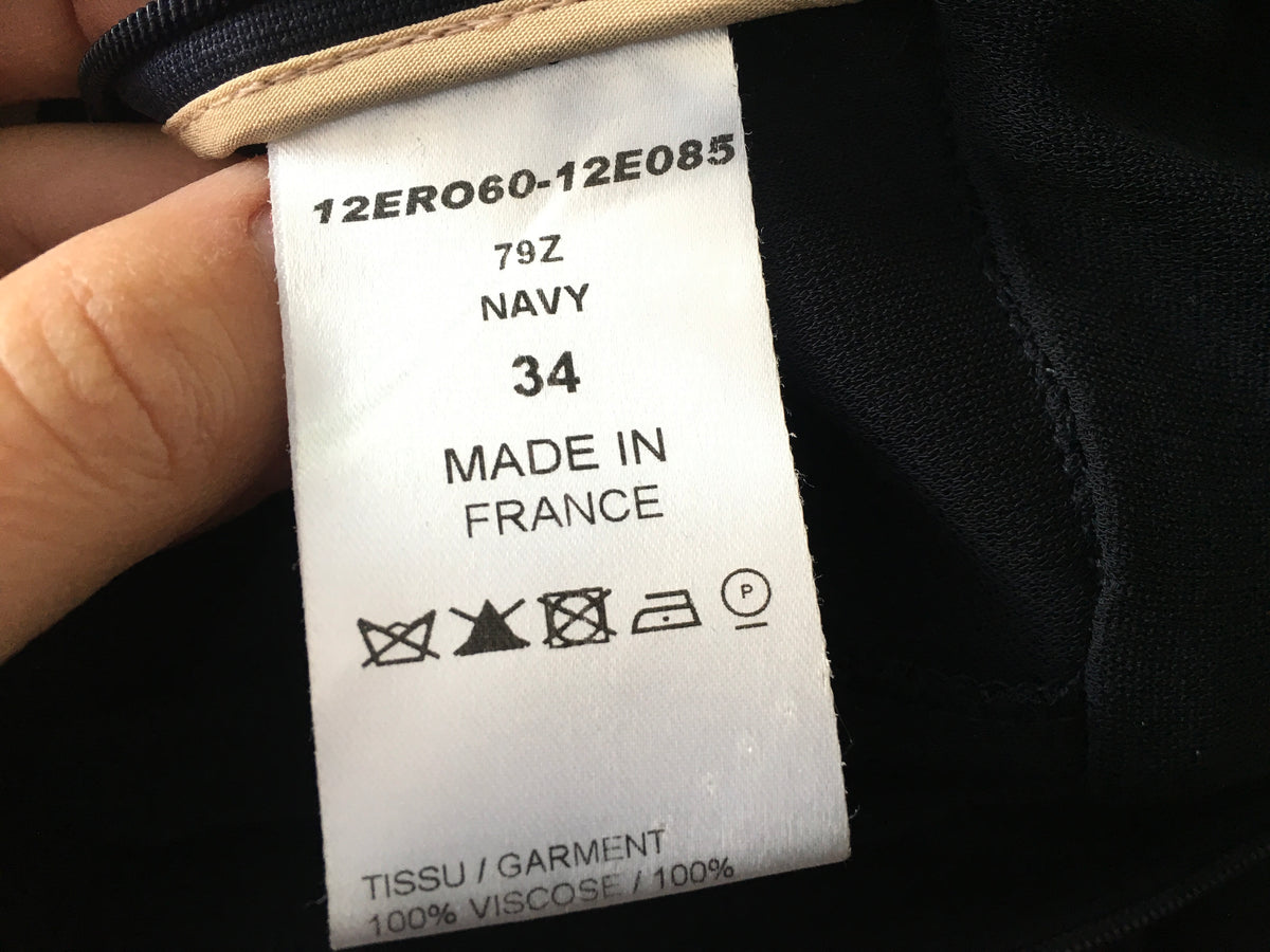 CHLOÉ Pleated Navy Midi Dress Ladies
