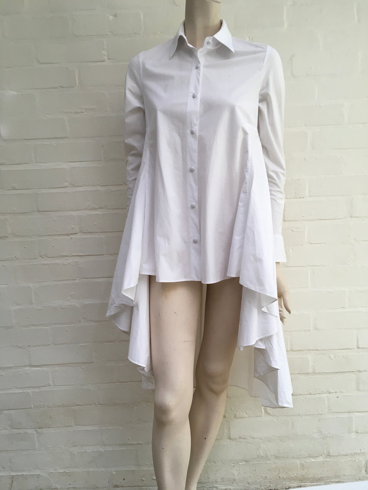 CO White Asymmetric cotton-poplin shirt Size XS ladies