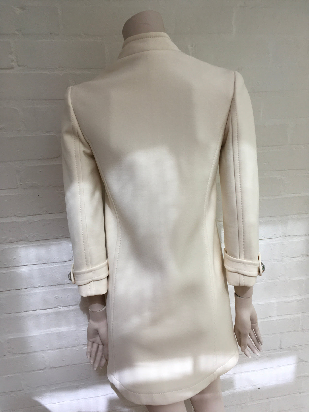 GUCCI White Wool-crepe Double Breasted Napoleon Coat Size I 36  ladies