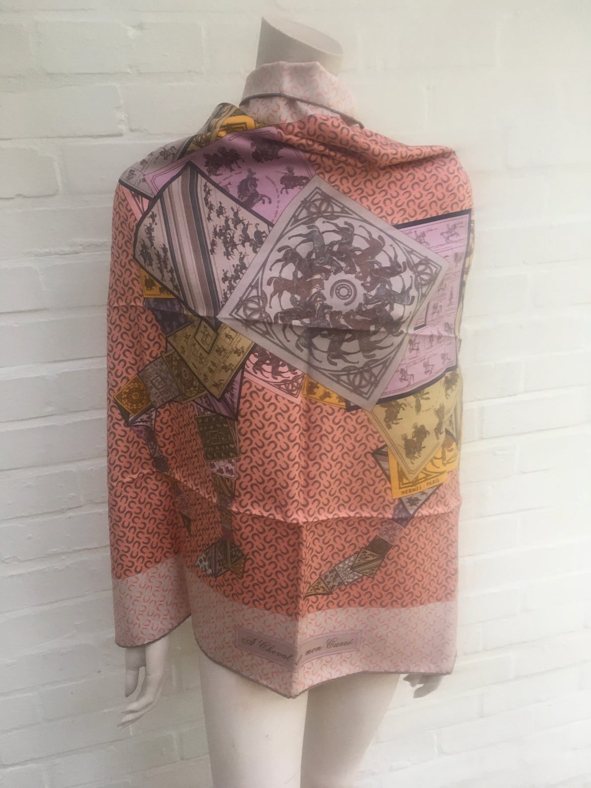 Hermès HERMES SCARF Silk "A Cheval Sur Mon Carre" Scarf 90 ladies
