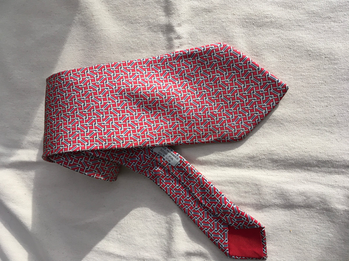Hermès HERMES Paris Silk Blue Print Tie 5050 PA 100% AUTHENTIC Men