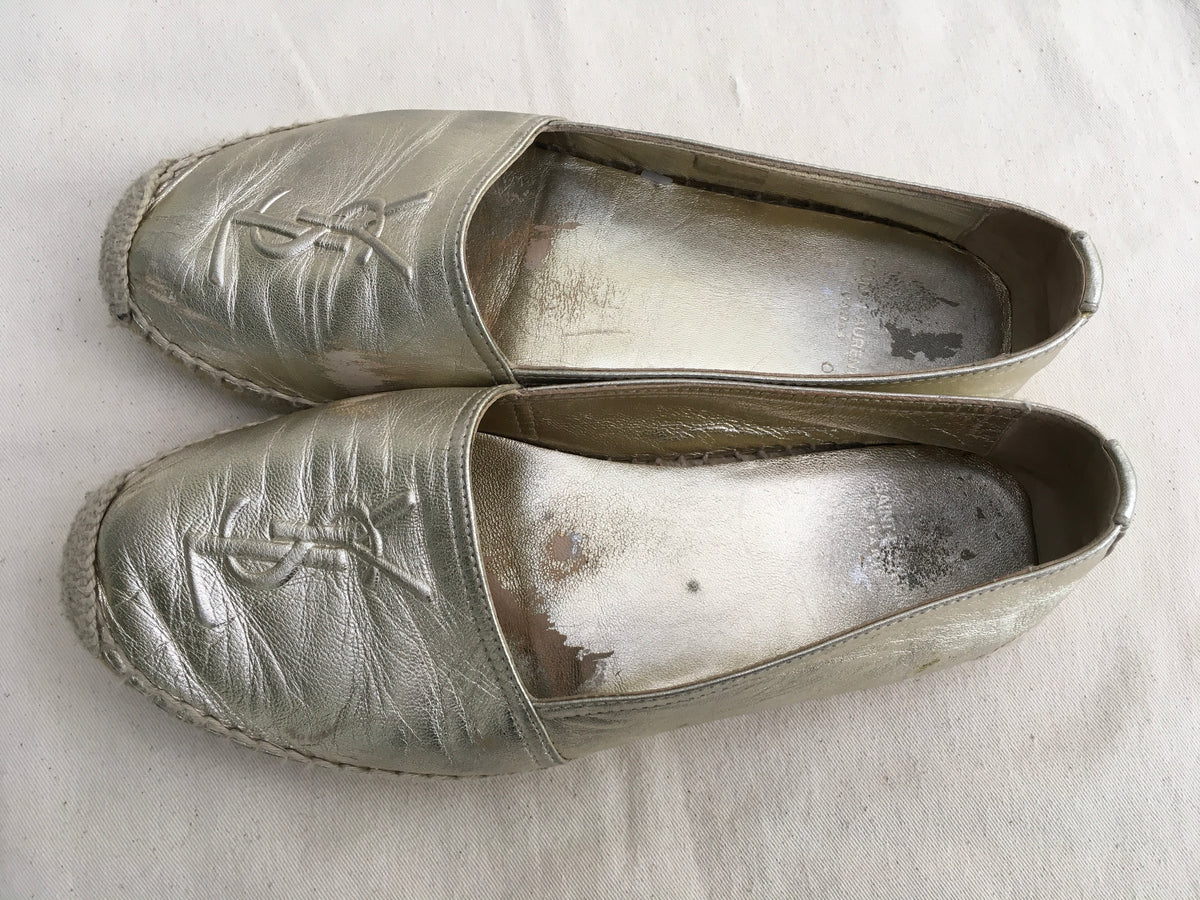 SAINT LAURENT Metallic Leather Espadrilles Shoes Size 36 UK 3 US 6 ladies