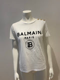 Balmain Logo Cotton Velvet T shirt Top F 36 UK 8 US 4 S Small ladies