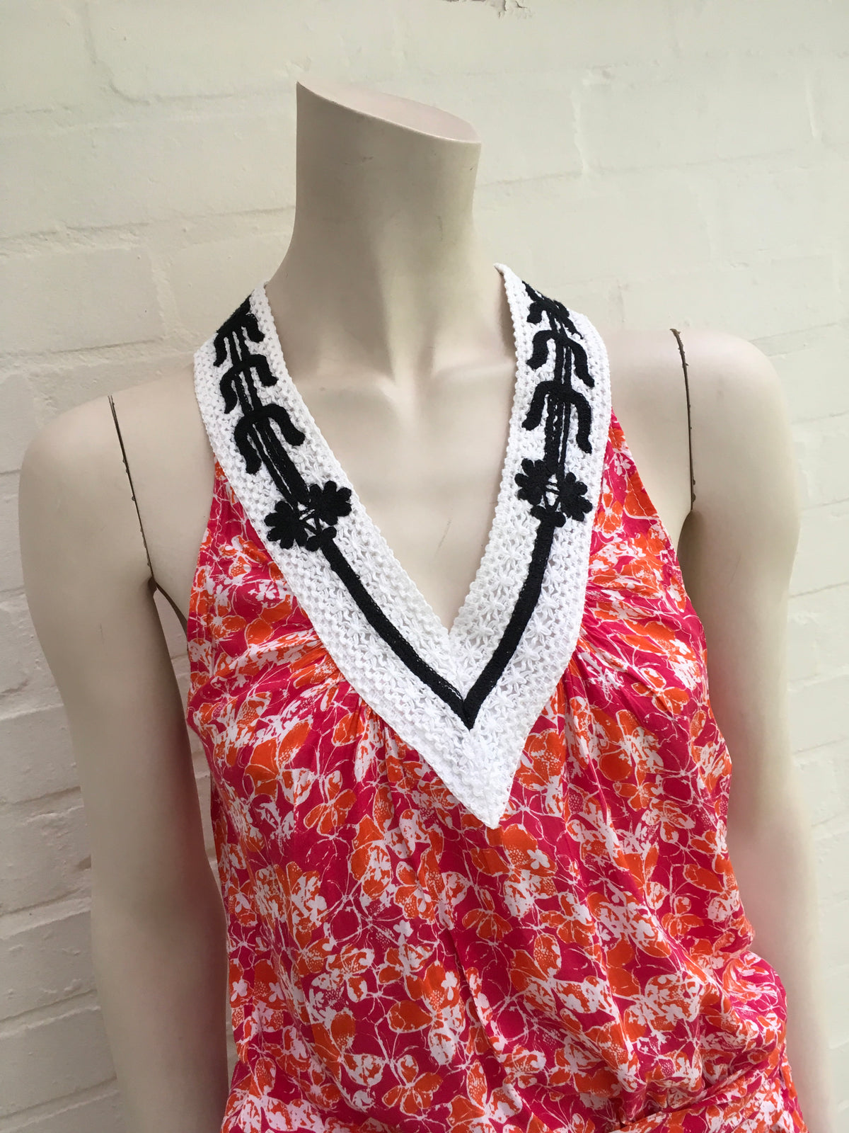 Poupette St. Barth Women's Sleeveless V-Neck Embroidered Neck Dress Ladies