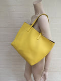 JIL SANDER Women’s Large Leather Reversible Yellow Burgundy Shopper Tote Bag Ladies