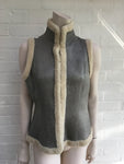 Ralph Lauren Black Label Lamb Shearling Leather Vest Gilet Ladies