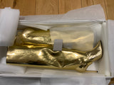 JIMMY CHOO ICONS Metallic Hurley 100 Gold Leather Boots Size 36.5 UK 3.5 US 6.5 LADIES
