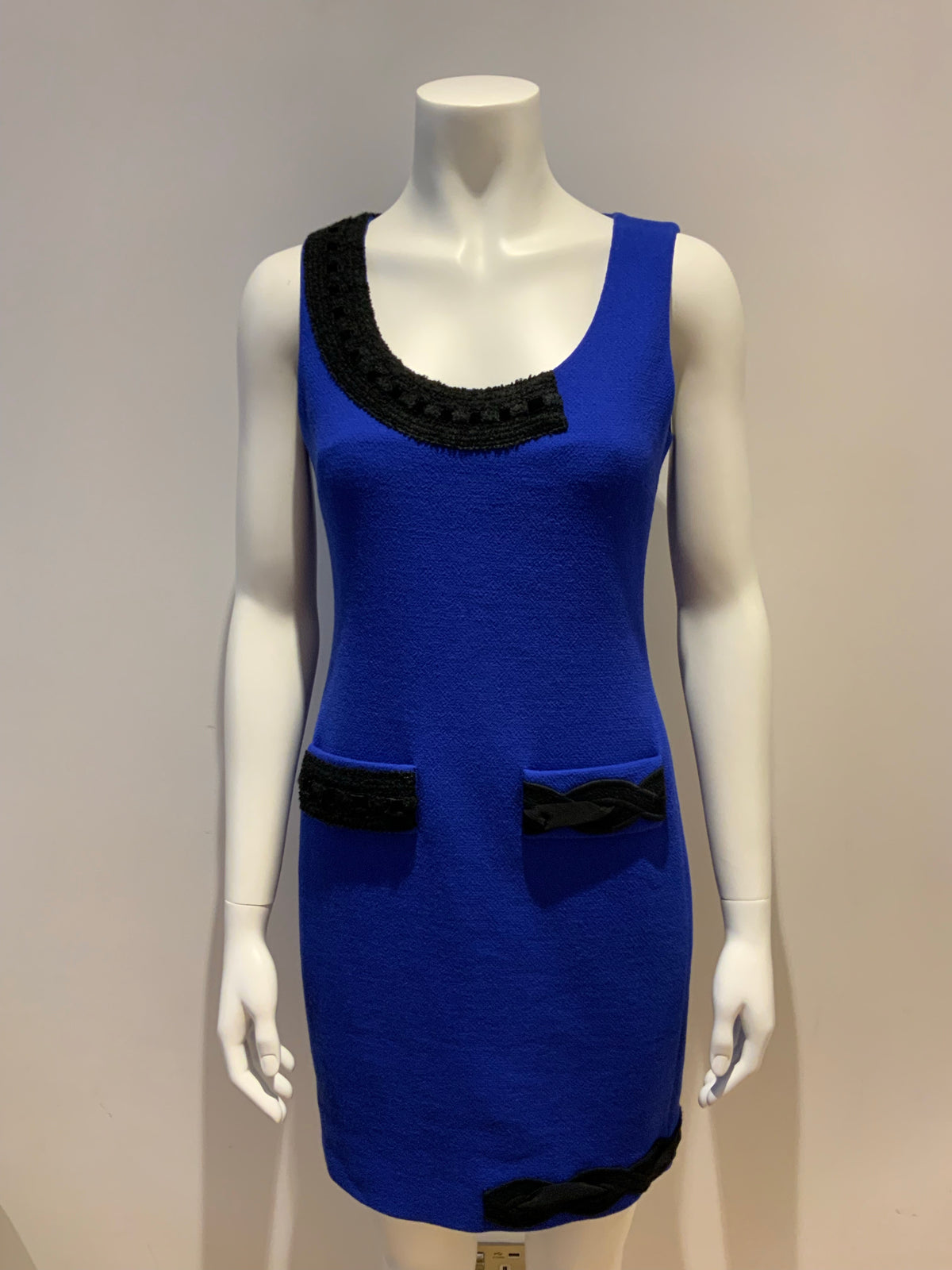 MOSCHINO Boutique Royal Blue Tweed sheath dress Size I 42 UK 10 US 6 ladies