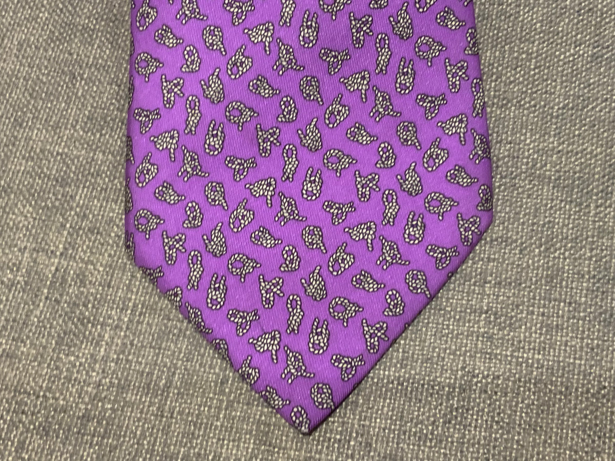 Hermès HERMES Paris Silk Purple Rope Print Tie 5561 MA 100% AUTHENTIC Men