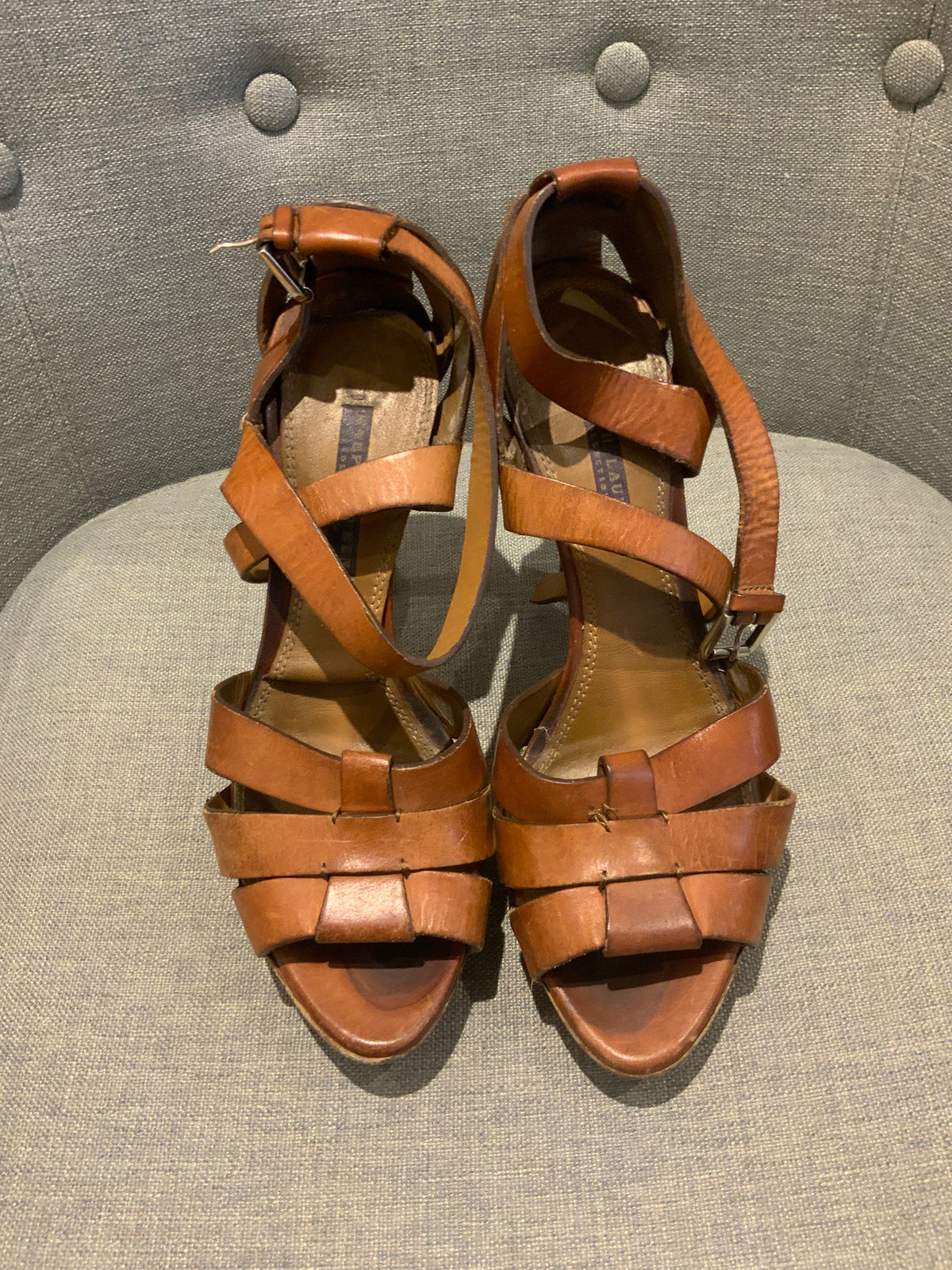 Ralph Lauren Collection Brown Leather Sandals Size 9 1/2 UK 6.5 39.5 ladies
