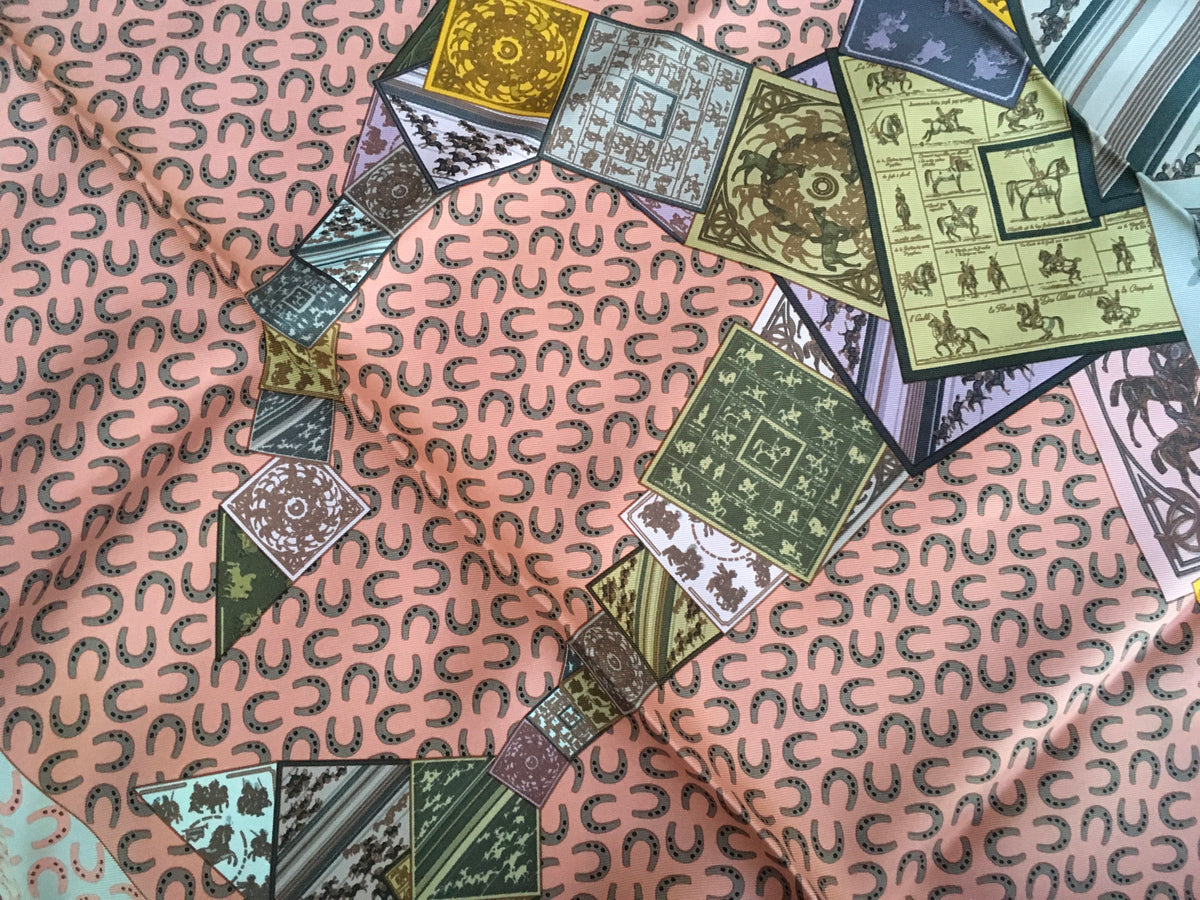 Hermès HERMES SCARF Silk "A Cheval Sur Mon Carre" Scarf 90 ladies