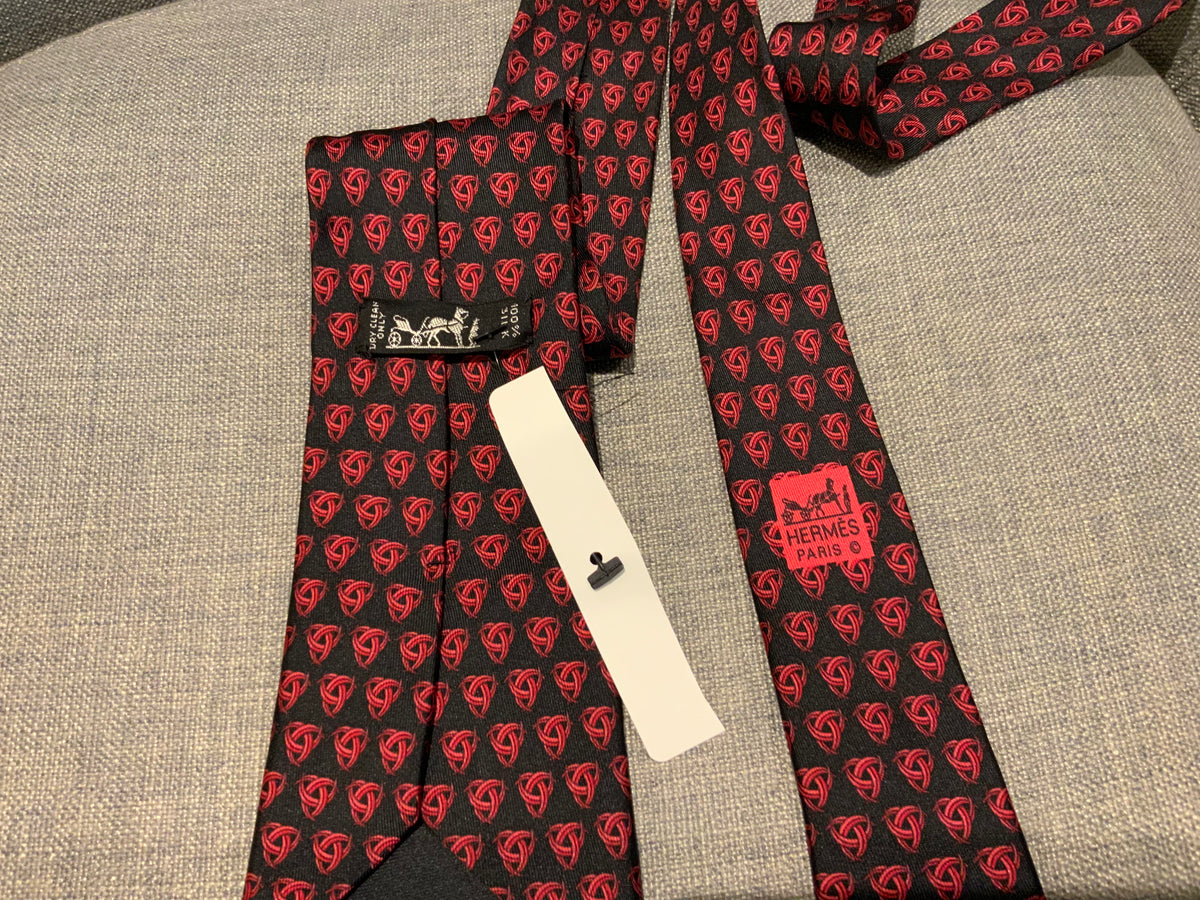 Hermès HERMES Paris Made in France Knot Pattern 7350 PA Silk Tie men