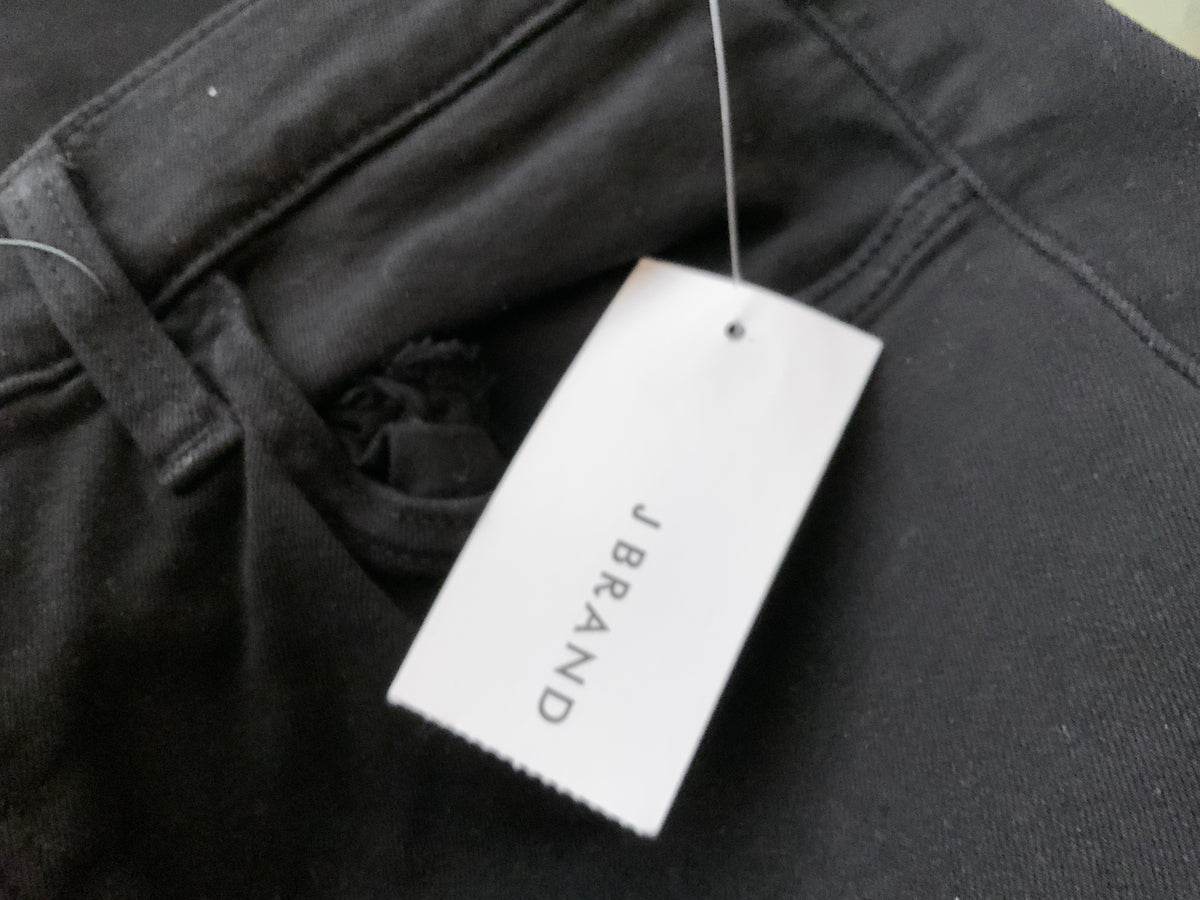 J Brand Maria High Rise Cropped Skinny Jeans with Zips, Black Sz 30 ladies