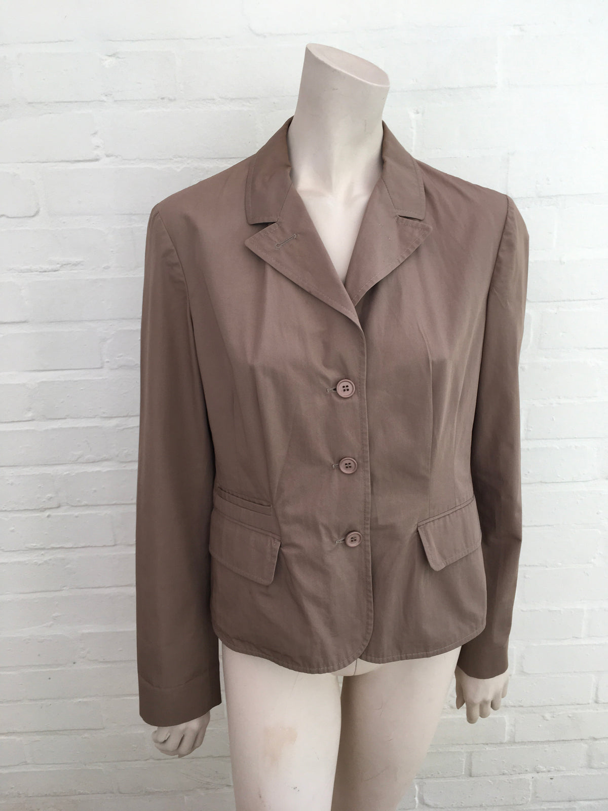 MIU MIU COTTON BEIGE BLAZER JACKET SIZE I 46 ladies