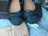 Azzedine Alaïa Denim Jeans Ballet FLATS Shoes ~ 37 1/2 UK 4.5 US 7.5 Ladies