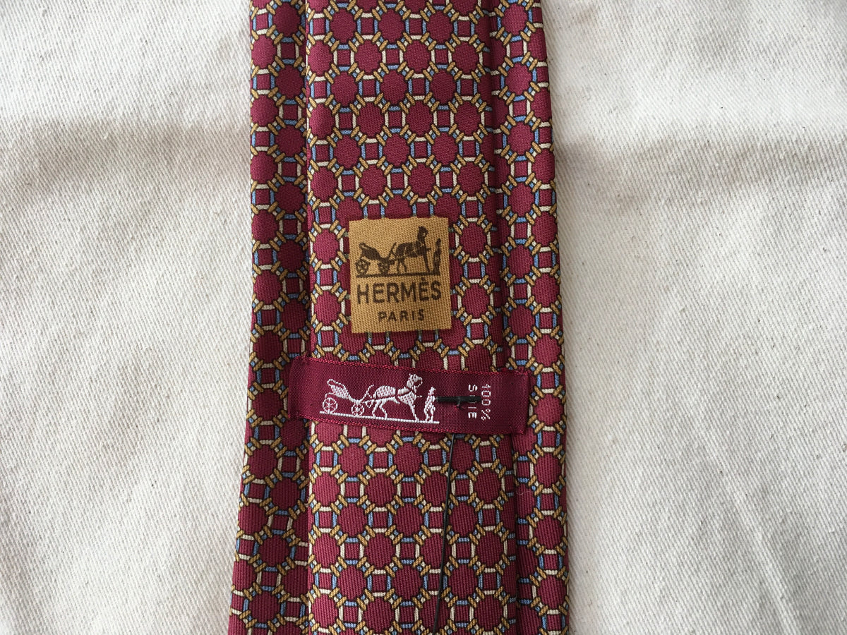 Hermès HERMES Paris Silk Chain-Link Print Tie 927 HA 100% AUTHENTIC Men