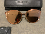 CHANEL Limited Edition 18K Gold Metal Cat Eye Sunglasses 4222 Pink Gold ladies