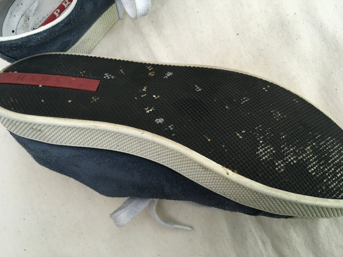 PRADA Suede Navy Round-Toe Sneakers Trainers 36 1/2 UK 3.5 US 6.5 ladies