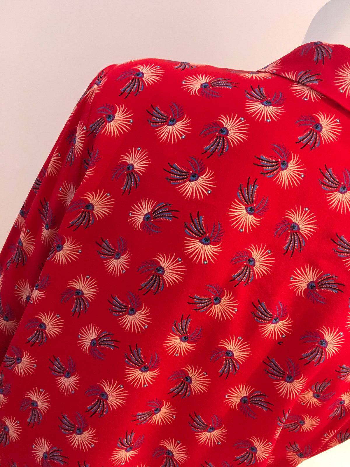 Talie NK red printed pure silk blouse size F 38 UK 10 US 6 ladies