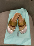 Aquazzura Gold Leather Flat Slippers Sandals Size 35 US 2 UK 5 ladies