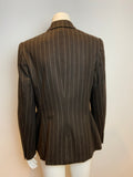 RALPH LAUREN Black Label Pinstriped Brown Blazer Jacket Size US 12 UK16 ladies