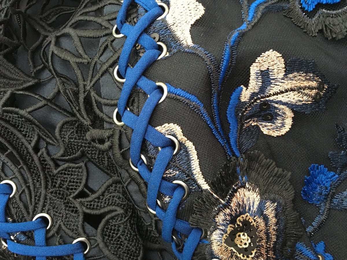SELF-PORTRAIT Clementine lace black blue dress  Ladies