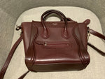 Céline Calfskin Burgundy Nano Luggage Bag Tote Handbag ladies