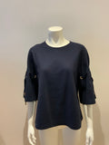 ICONIC CH Carolina Herrera Navy Cotton Oversized Top Size S small ladies