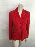 RALPH LAUREN Womens Red Suede Leather Fitted Blazer Jacket Ladies