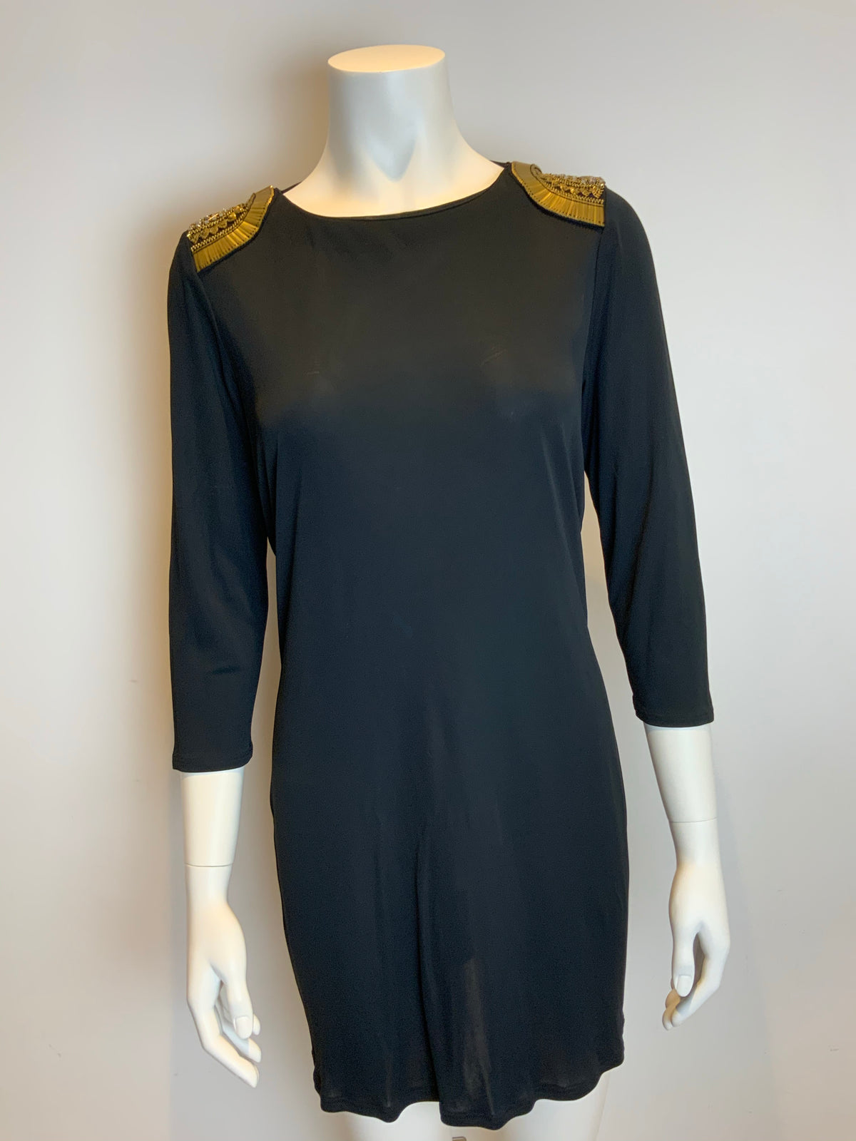 Emilio Pucci MOST WANTED Black Embellished Epaulettes Dress I 44 UK 12 US 10 ladies