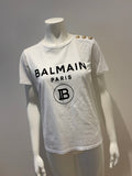 Balmain Logo Cotton Velvet T shirt Top F 36 UK 8 US 4 S Small ladies