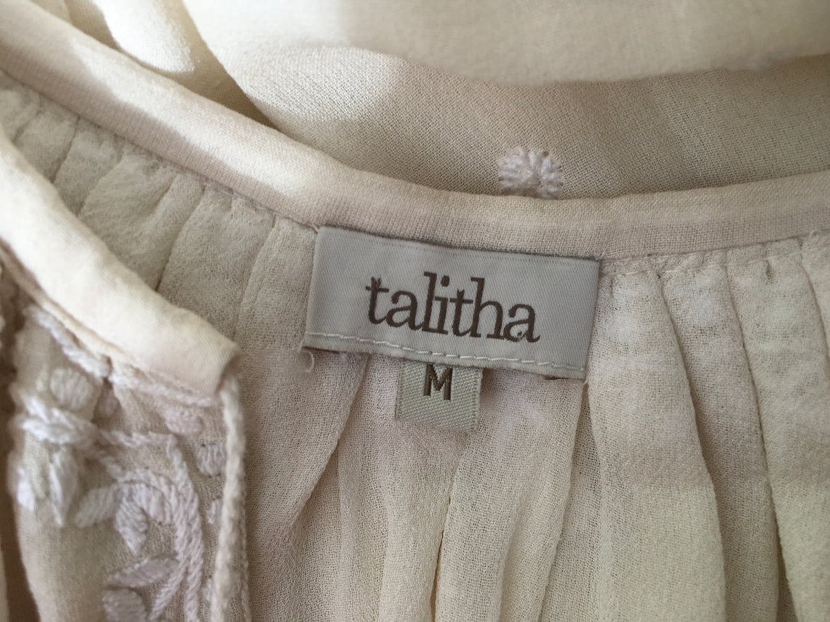 Talitha 'Fiona' off-white embroidered silk-crepe maxi dress Size M medium ladies