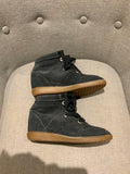 ISABEL MARANT Bobby Sneaker Black Suede Leather Wedge Sneakers Size 37 ladies