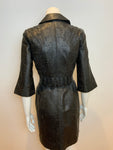 POLECI Amazing Leather Laser Cut Trench Coat Size UK 4 US 0 XXS ladies