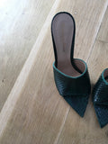 GIANVITO ROSSI Snake-embossed Alise Mules 105 In Green Size 36 UK 3 US 6 ladies