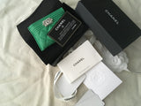 Chanel Boy 2020 Card Holder Quilted Grained Calfskin & Silver-Tone Metal Green ladies