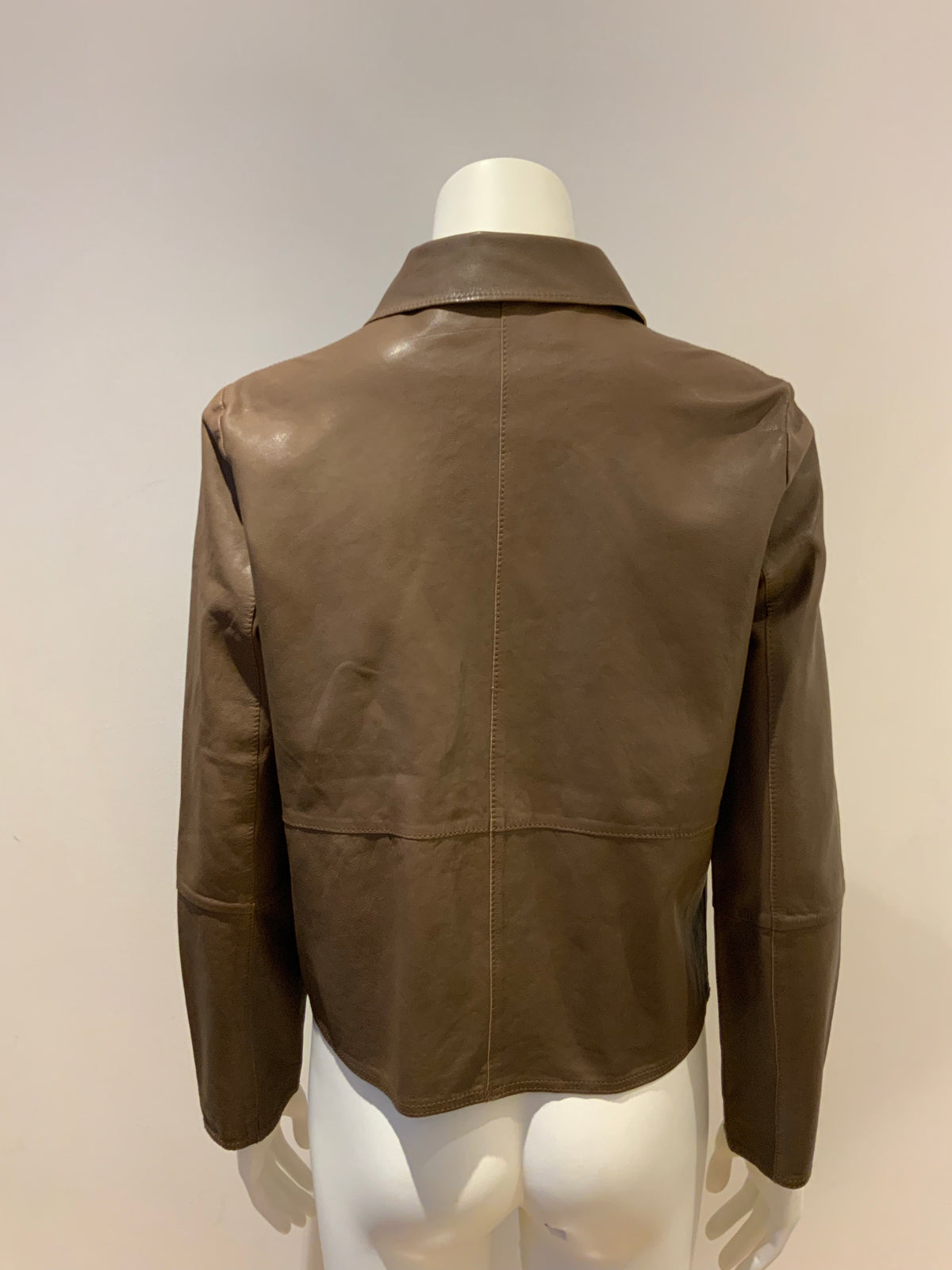 Bully Brown Leather Short Jacket in Brown Size UK 10 US 6  I 42 ladies