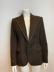 RALPH LAUREN Black Label Pinstriped Brown Blazer Jacket Size US 12 UK16 ladies