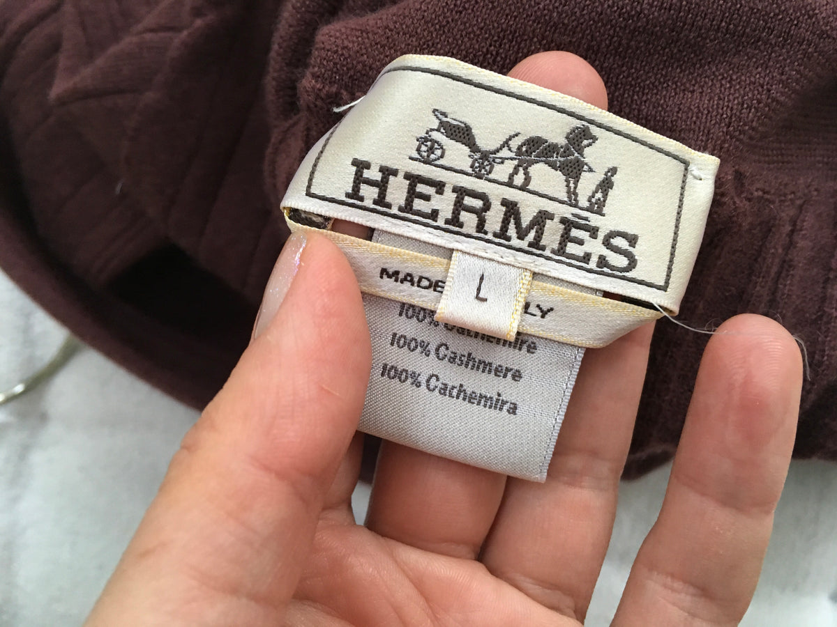 Hermes Hermès Paris Thin Knit Burgundy Turtleneck Sweater jumper SIZE L Large Men