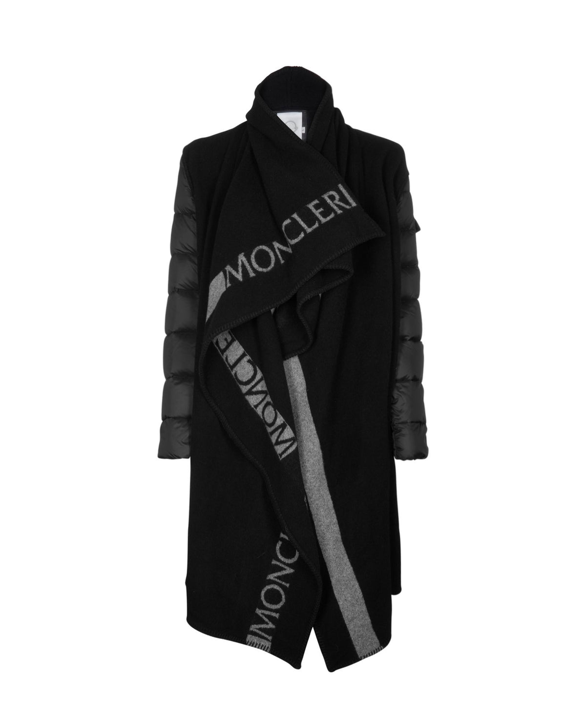 MONCLER Mantella Down Puffer Sleeve & Wool Cape Coat In Black Size L large ladies