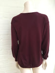 Burgundy pure cashmere thin knit sweater jumper top Size S Small Ladies