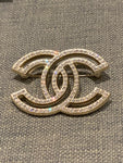 Chanel 2022 Latest Collection Crystals CC Brooch Light Gold ladies