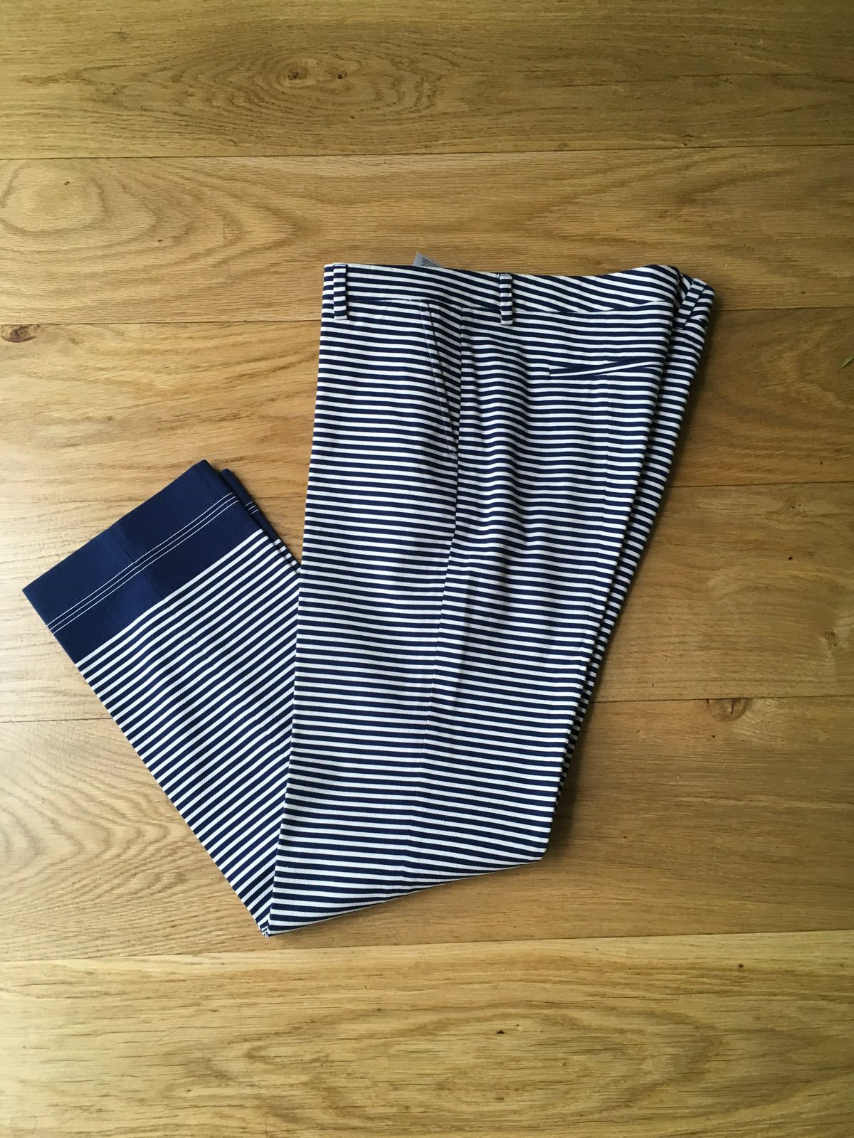 True Royal Pants Trousers White & Blue Stripes Mid-Rise Straight-Leg  Ladies