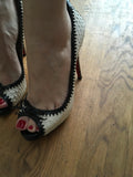 Christian Louboutin Python Snakeskin Peep-Toe Pumps Shoes Size 38 1/2 UK 5.5 8.5 Ladies